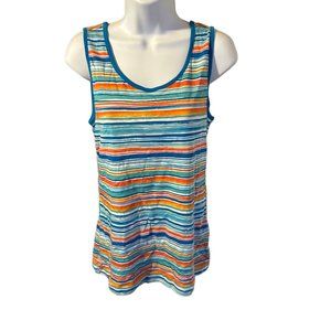 Lands' End orange green white blue striped tank top size 6